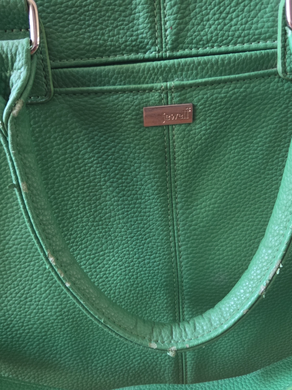 Jewell Green Pebbled Tote Bag with Top Handles & Matching Wallet - Picture 3 of 4